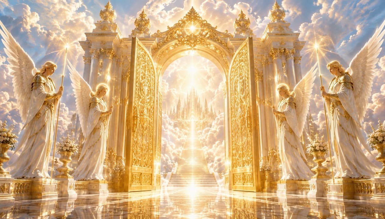 Radiant gateway representing the beginning of a covenant journey